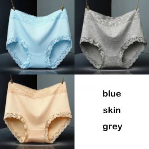3pcs/Lot Women's Panties Lace Underwear For Female Cotton High Waist Briefs Plus Size Calcinha Lingeries Panty Ladies Underpant.2xl.Blue Gray Skin - Neuf