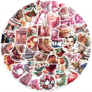 Lot De 100 Autocollants De No&euml;l Imperm&eacute;ables Pour Ordinateur, Scrapbooking, Skateboard, Guitare, Valises - D&eacute;coration Cadeau - Neuf