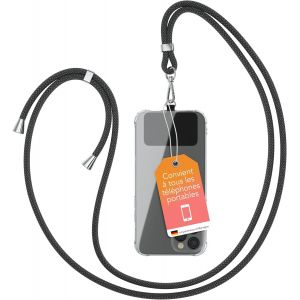 KAL-Chaîne Universelle Pour Téléphone Portable Adaptée À Tous Les Smartphones Tour De Cou Housse Avec Cordon Sangle Pour Téléphone Cellulaire Adapté À Toutes Les Pochettes Noir - Neuf