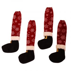 4pcs de Noël Président de la Jambe Couvre(Ceintures) de Noël Président de la Jambe Chaussette de Noël antidérapant pied de Chaise Couvre pour les fêtes de Noël, des Décorations de Table, Décorations - Neuf