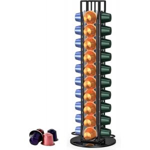 Porte Rangement pour Nespresso Capsules de Caf&eacute;,Supports pour 40 Capsules de Caf&eacute; Noir,360 Degr&eacute;s Rotable Range Coffee Capsule Stands,Distributeur de Capsules,Support de Rangement Dosette.[U306] - Neuf