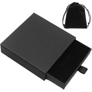 1 Boîte Cadeau À Bijoux Avec 1 Pochette En Velours,Boucles D'oreilles,Boîte De Rangement Portable,Boîte À Bijoux Pour Bijoux,Collier,Boîte Cadeau Pour Bracelet(Noir) - Neuf