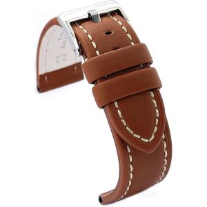 Kal-Bracelet Cuir De Veau Huilé Avec Couture Blanche U2013 Style Sportif U2013 Pour Montre Robuste U2013 Tailles 18mm 20mm 22mm 24mm 26mm U2013 Noir, Marron, Bleu Ou Rouge 377 - Neuf