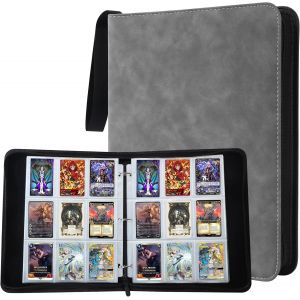 Mdy-Classeur Carte,900 Porchettes Album Carte À Collectionner,50 Pages Album Carte Avec Zippée,Grande Capacité,Convient Pour Collecter Des Cartes De Sport,Des Cartes De Jeu,Des Cartes De Poker(Gris) - Neuf