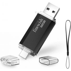 TTA-CLé USB 32 Go 2 en 1 Type C Pen Drive 32 GB Portable Clef USB 32go USB C 2.0 Stick 32gb pour Huawei Xiaomi Oneplus OTG Android Appareils TéLévision (Noir) - Neuf