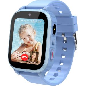 4G Montre Connect&eacute;e Enfant Gps, Montre Gps Enfant Tracker Avec Appel Vid&eacute;o Sos R&eacute;veil Appareil Cam&eacute;ra Ip68 Mode Scolaire Jeux Chat, Montre Intelligenteenfant Cadeau Pour Filles Et Gar&ccedil;ons - Neuf