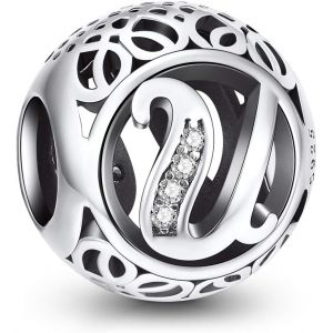 Eryi-Argent Sterling 925 Charme Lettre De L'alphabet Femmes Pearl Charms Avec 5a Zircone Compatible Pour Européen Bracelets - Neuf