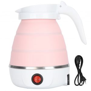 HJLIAN Bouilloire electrique portable pliable en silicone 600 W, pour la maison, UE 220-240 V, rose - Neuf