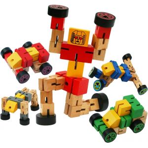 ERYI-Towo Robot Bois De Véhicule De Transformation - Jouets De Transfiguration Pour Jouets De Voyage - Jeux De Construction En Bois Pour Garçon Et Fille Enfant 3 Ans - Robot Jouet - Bleu - Neuf