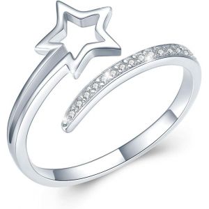 Yemaesre-Bague Pour Femme En Argent Sterling 925 Avec Étoile/Croix/Flash/Vagues/C?ur, Réglable, Cadeau Pour Mère, Fille, Fille - Neuf