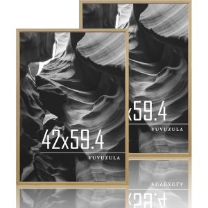 Cmwx-Lot De 2 Cadres Photo A2 En Bois - 42 X 59,4 Cm - En Bois Mdf - Format A2 - Pour Posters - Naturel - Neuf