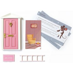 SJZG-Fisura - Porte De La Petite Souris Avec 3 Accessoires Et Carte De V?ux. Cadeau Original Pour Les Garçons Et Les Filles. Couleur Rose. - Neuf