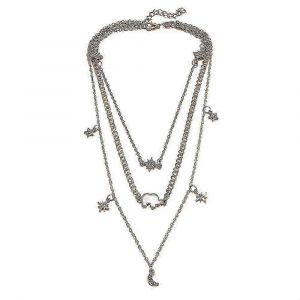 Collier Pendentif Tendance Lune &Eacute;toile &Eacute;l&eacute;phant - Neuf