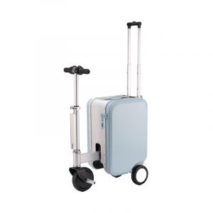 Valise en aluminium &agrave; assistance &eacute;lectrique, 20 pouces, format cabine, avec batterie longue dur&eacute;e et boucles de verrouillage m&eacute;talliques - &Eacute;dition bleue - Neuf