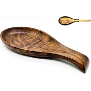 Repose-Cuill&egrave;re En Bois Noyer, Repose Cuill&egrave;re Cuisine, Pour Louches, Pinces, Spatule, Porte-Cuill&egrave;re Pour Cuisini&egrave;re, Pour Ranger Les Ustensiles De Cuisine(Noyer)[Chu10500748] - Neuf