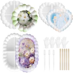 3 Pi&egrave;ces Moule Resine Epoxy De Bulles Set, Moule De Plateau &Agrave; Bulles En Silicone Ronde, Moule En Silicone Pour Resine Pour Diy, Moule Plateau Resine Epoxy, Gants, B&acirc;tonnet, Compte-Gouttes - Neuf