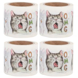Hjlian Lot De 4 Rubans Adhesifs Decoratifs Colores De 40 Mm, Style Alimentaire, Pour Loisirs Creatifs (Chat) - Neuf