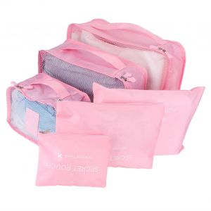 Hjlian Lot De 6 Sacs De Rangement Pour Vetements, Bagages, Valises, Organisateurs D'emballage Pour Voyage, Rose - Neuf