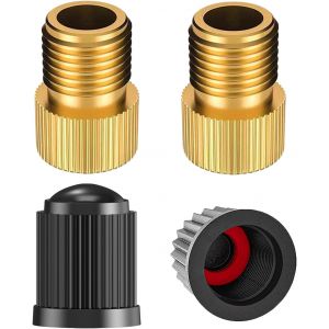 Kal-® Adaptateur De Valve Presta En Adaptateur Schrader Pour Vélo, Gonflez Les Pneus À L'aide D'une Pompe Standard Ou D'un Compresseur D'air, Avec Bouchons De Valve De Pneu (2 Pièces) - Neuf