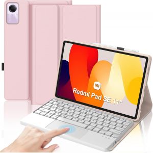 Clavier avec Touchpad pour Redmi Pad SE 11"" 2024, AZERTY Français Clavier Bluetooth Magnétique Détachable avec Touchpad pour Tablette Xiaomi Redmi Pad SE 11"", Rose - Neuf