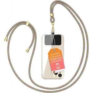 KAL-Chaîne Universelle Pour Téléphone Portable Adaptée À Tous Les Smartphones Tour De Cou Housse Avec Cordon Sangle Pour Téléphone Cellulaire Adapté À Toutes Les Pochettes Arc-En-Ciel - Neuf
