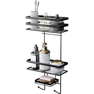 Bhhbb-Étagère De Douche Sans Perçage - Acier Inoxydable Dc03 Avec Trois Niveaux En Noir Mat - Avec Porte-Savon Spécial - Étagère De Douche Sans Perçage - Grande Capacité De Charge - Également Pour - Neuf