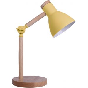L&aacute;mpara Flexo De Escritorio Teacher 1xe-27 Realizado En Metal Y Madera (Ampoule Non Incluse) (Jaune) - Neuf