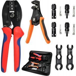 GKWL-Kit D'Outils De Sertissage Solaire Pour Câble Solaire De 2,5/4/6 Mm²,2 Paires De Connecteurs Solaires + 1 Pince À Sertir + 1 Pince À Dénuder - Neuf