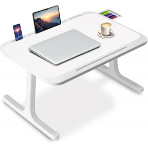 Table Lit Pour Ordinateur Portable U2013 Plateau Pour Lit Et Canapé, Idéale Pour Lire, Écrire, Manger, Travailler À La Maison Ou Au Burea (White) - Neuf