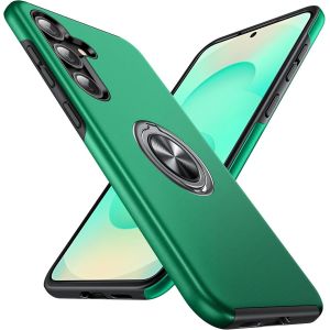 CAUC-Hidden S&eacute;ries Galaxy S25 Coque, Militaire Antichoc Pivoter la b&eacute;quille Magn&eacute;tique Int&eacute;gr&eacute;e Protection Multicouche Robuste Coque pour Samsung Galaxy S25, Vert Fonc&eacute; - Neuf
