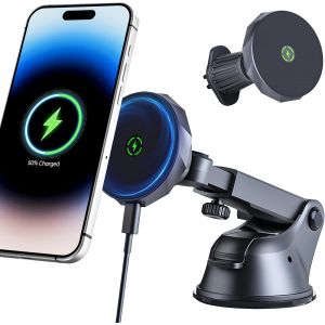 CHENG-Support Téléphone Voiture à Ventouse Double Fonction - Chargement sans Fil Facile Fixation sur Surfaces Lisses - pour Voitures, Camions et SUV - Conçu pour Tous Les Conducteurs¿ (CXK-10) - Neuf