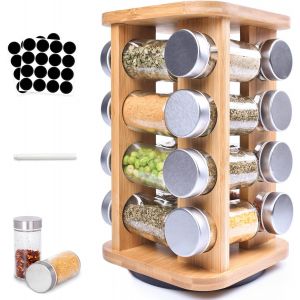 JEXNOVASHOP-Présentoir à Épices,Carrousel avec 16 pots à épices,Organiseur rotatif à 360 °,Économiser de l'espace Pour Rangement Cuisine,Barbecue - Neuf