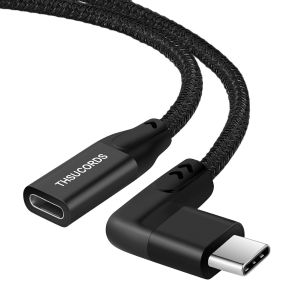 TIANYI-C&acirc;ble Extension USB C 100W 0,5M, 10Gbps Angle Droit 90 Degr&eacute;s USB C 3.2 M&acirc;le vers Femelle Compatible avec MacBook,iPad Pro,Nintendo Switch,Steam Deck - Neuf