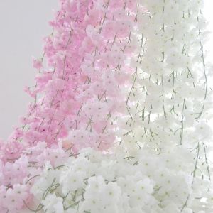 ERYI-3Pcs Guirlande Fleurs Artificielles, Fleur Artificielle 180Cm Fleurs Guirlande De Fleurs Artificielles, Guirlande Fleur De Cerisier Artificielle Pour Maison Jardin Fêtes Mariage (Blanc, Rose) - Neuf
