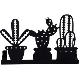 Eryi-Noir Porte Serviette Table, Métal Serviettes Support, Support Pour Tous Types De Terviettes, Design De Cactus, Pour Salle À Manger, Salon, Bar, Décoration De Cuisine - Neuf