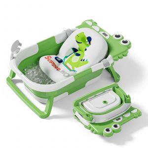 Baignoire B&eacute;b&eacute; Pliable - Thermom&egrave;tre Et Coussin Inclus - Dino - Green | Superbe Bebe - Neuf