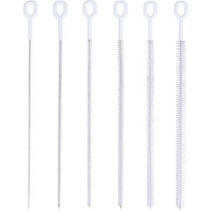 6pcs Nettoyeur de Paille, 32cm Brosse à Paille Extra Longue Brosse Nettoyage Pipe Pliable Outil de Nettoyage pour Pailles en Métal Silicone Plastique Verre (Blanche) - Neuf