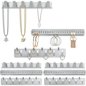 Mevronisshop-Lot De 9 Porte Bijoux En Metal - Crochet Mural Adhesif & Pat&egrave;re - Rangement Bijoux Mural &Agrave; Suspendre - Porte Colliers, Bagues, Bracelets & Boucles D'oreilles - Neuf