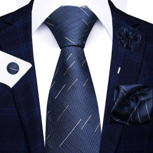 Cadeau De Vacances Marque 8 Cm Cravate Mouchoir Bouton De Manchette Ensemble D'épingles Pour Hommes Cravate Rayure Rouge Costume Accessoires Mariage Gravatas--Sf256 - Neuf