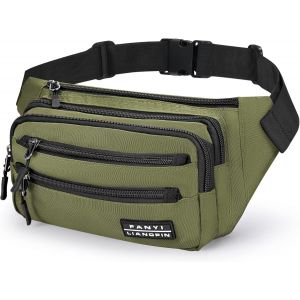 SJZG-Sac Banane Femme Homme Sacoche Banane Avec 6 Poches Zipp&eacute;es Et Sangle R&eacute;glable Sac &Agrave; La Taille Sac Banana Sport Pour Le Randonn&eacute;e Cyclisme Camping Jogging, Vert - Neuf