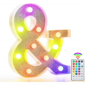 Lettres Lumineuses Color&eacute;es &Agrave; Del &Agrave; Paillettes - 18 Couleurs Changeantes - Cadeau Pour Filles Et Femmes - D&eacute;corations De F&ecirc;te D'anniversaire &Agrave; Distance - Veilleuse &Agrave; Distance - D&eacute;coration De Table - Neuf