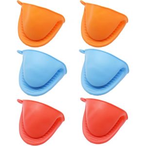 Lot de 3 paires de mini gants de four en silicone &eacute;pais,r&eacute;sistants &agrave; la chaleur,parfaits pour la cuisine,le barbecue,le barbecue (bleu + rouge + orange) - Neuf