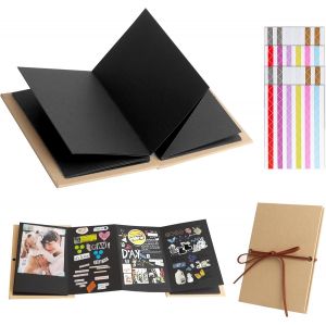 Mevronisshop-1 Pi&egrave;ce Album Photo Accord&eacute;on, 34 Pages/17 Feuilles Cahier Scrapbooking Avec 4 Feuilles Coins Photos, Album Acoller De Luxe, Scrapbook Pour Anniversaire, Mariage, Voyage (12.5 Cm X 18 Cm - Neuf