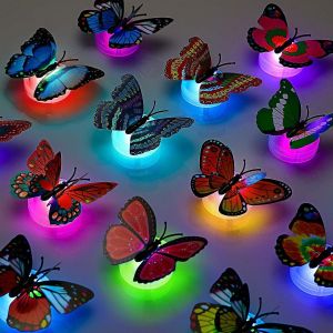 3d Led Papillon D&eacute;coration Veilleuse Autocollant Simple Et Double Applique Murale Pour Jardin Arri&egrave;re-Cour Loi - Neuf