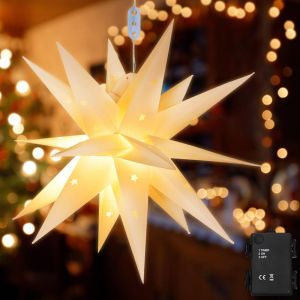 Jgd-&Eacute;toile De No&euml;l Led &Agrave; Suspendre, 45cm Lumineuse Etoile Sapin Noel 3d Blanc Chaud Lumi&egrave;res De No&euml;l Lanterne D&eacute;co &Agrave; Piles &Eacute;toile Pour D&eacute;corer Sapin De No&euml;l, Cour, Jardin - Neuf