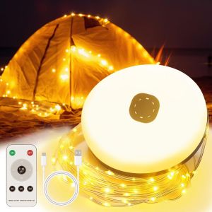 Kal-Guirlande Lumineuse De Camping Enroulable - Double Source D'alimentation - No-Stop Lighting - 10 M - Rechargeable Par Usb - Étanche - Intensité Variable - Pour Tente, Caravane, Camping-Car - Neuf
