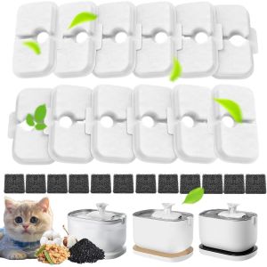 Chenquansarl-24pcs Filtre Fontaine Eau Chat, Filtres De Remplacement Pour Fontaine À Eau Pour Chat Plwf005/Plwf115/Plwf105,12 Filtres De Rechange Et 12 Éponges - Neuf