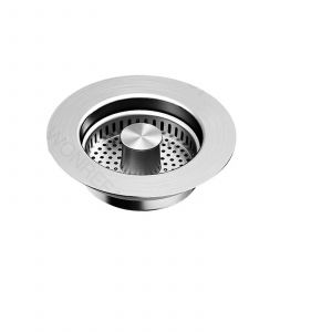 Passoire d'&eacute;vier 3 en 1 en acier inoxydable avec panier filtrant amovible, filtre de vidange, attrape-cheveux, anti-odeurs et anti-insectes. - Neuf