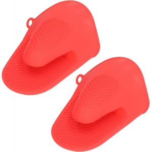LORANKA-Lot de 2 Gants de Cuisine en Silicone, R&eacute;sistant &agrave; Chaleur Anti-br&ucirc;lure, Accessoire Cuisine pour Outil de Cuisson Au Barbecue(Rouge) - Neuf