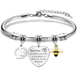 Eryi-Bracelet Lettre Initiale A-Z,Bracelets Pour Amitié,Cadeau Femme Bracelets,Charm Coeur Lettre A-Z Acier Inoxydable,Cadeaux D'anniversaire Pour Femmes Fille Nièce S?ur Amie Filles Maman Tante - Neuf